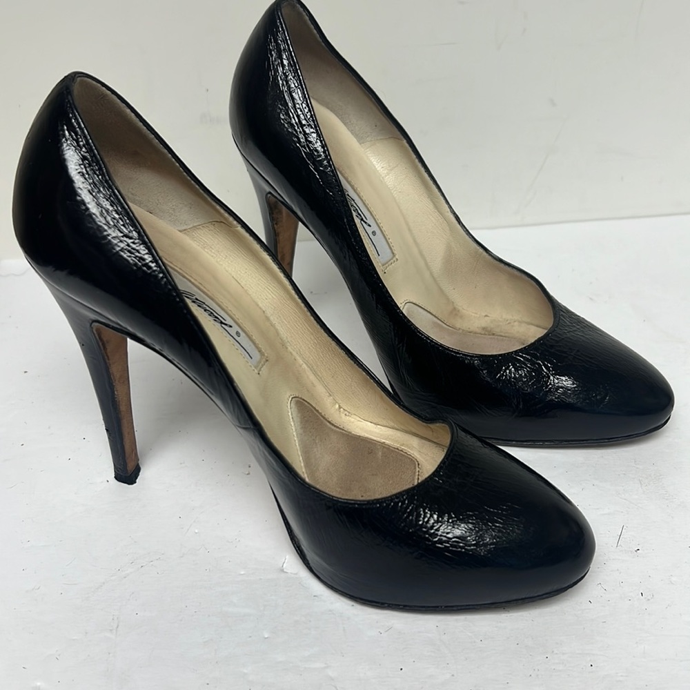 Brian Atwood Black Patent Leather Pumps, Size 36.5